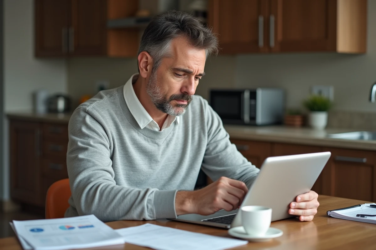 Homme à la maison tentant d